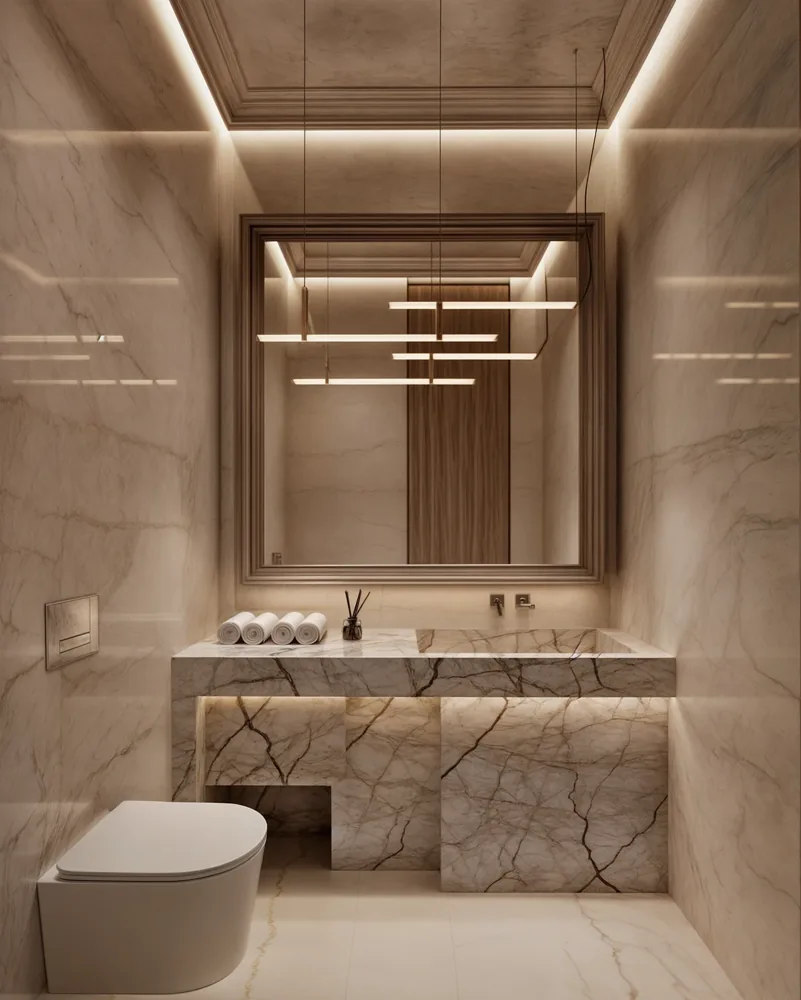 Beige Guest Toilet interior project